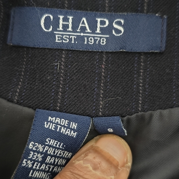 Chaps Womens Blazer sz 8 navy Blue Sport Jacket Striped Career - Picture 9 of 10